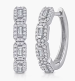 10k VS Baguette Halo Hoop Earrings
