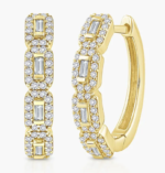 10k VS Baguette Halo Hoop Earrings - Image 2