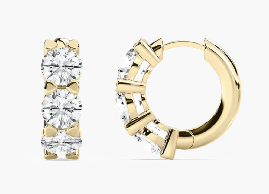 10k / 14k gold hug diamond hoops