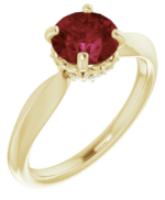 14K Yellow / white Lab-Grown Ruby & 1/10 CTW Natural Diamond Ring
