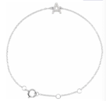 14K White 1/10 CTW Natural Diamond Initial A-Z 6-7" Bracelet/Anklet  ( adjustable )