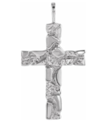 14K White/yellow  Nugget Cross Pendant
