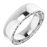 14K White / yellow Sculptural Inlay 6 mm Half Round Band