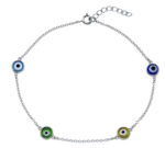 925 Sterling Silver Evil Eye Charm | anklet / bracelet ( adjustable )