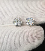 925 Sterling Silver Moissanite 1 Carat 7mm Round Push Back Earring - Image 6
