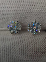 925 Sterling Silver Moissanite 1 Carat 7mm Round Push Back Earring