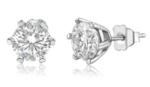 925 Sterling Silver Moissanite 1 Carat 7mm Round Push Back Earring - Image 2
