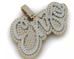 10k Double layer VS Diamond name pendant | white , yellow or rose gold - Image 2