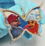 10K Solid Gold Diamond Butterfly Picture Pendant - Custom Memorial Jewelry |different  styles available - Image 4