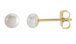 14k Gold 3mm White Cultured Pearl Stud Earrings