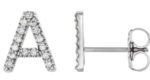 14K White .06 CTW Natural Diamond Initial A-Z Earring - Image 4