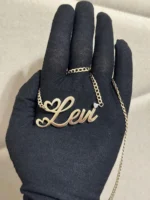 10K Gold Custom Cursive Name Pendant with Diamond Heart Chain - Image 7