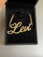 10K Gold Custom Cursive Name Pendant with Diamond Heart Chain - Image 4