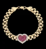 10k Gold RX Heart Bracelet: Pink & Fuchsia Rollie Bracelet - Image 2