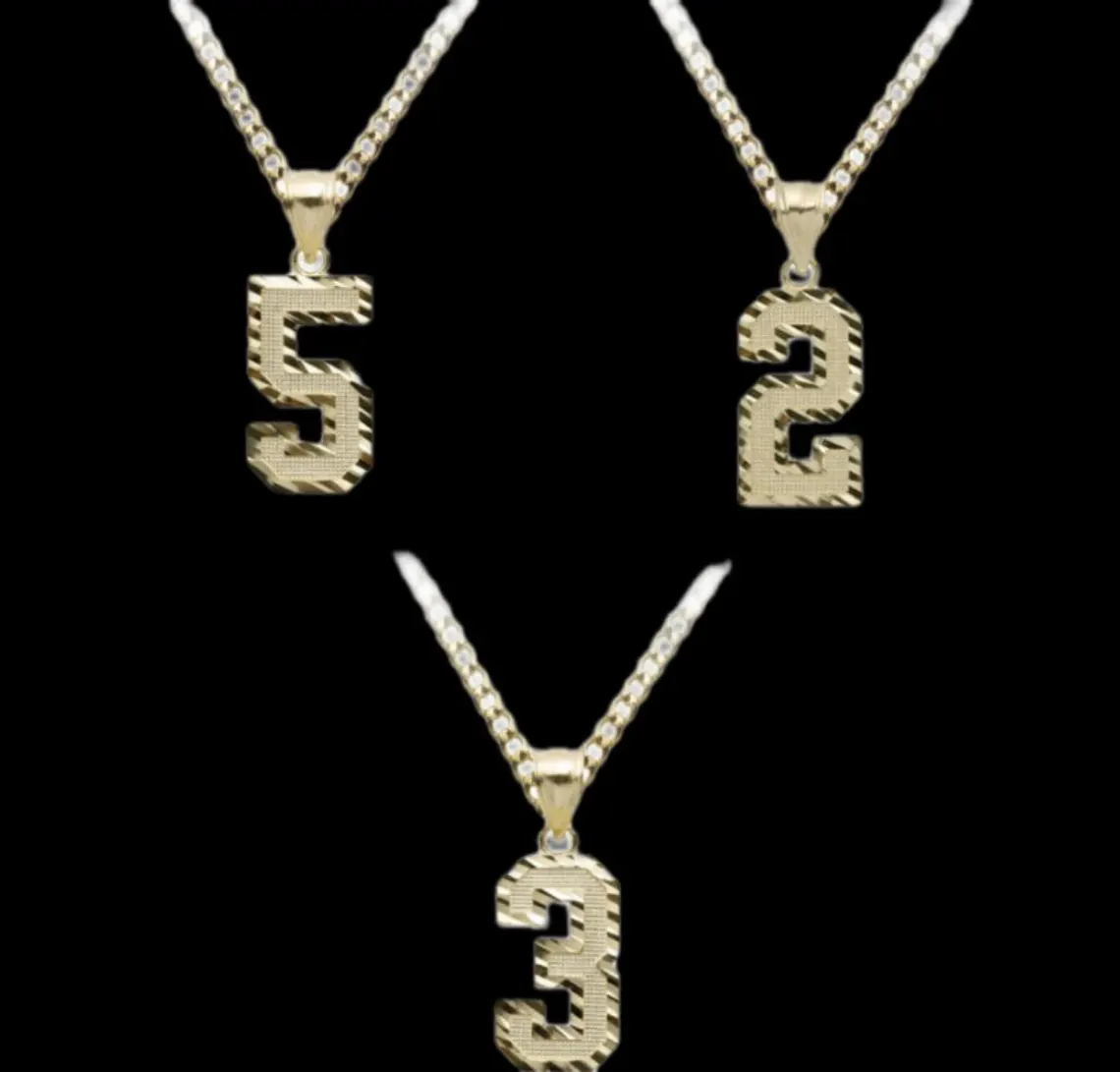 10K gold 1 1/4” number pendant | Curb Cuban included | - Image 3
