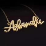 10K Gold Custom Cursive Name Pendant with Diamond Heart Chain - Image 3