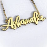 10K Gold Custom Cursive Name Pendant with Diamond Heart Chain - Image 5