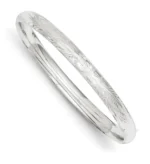 14k Gold 6mm Wide Convex Flower Design Hinged Bangles 7.0"