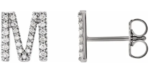 14K White .06 CTW Natural Diamond Initial A-Z Earring