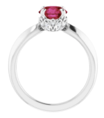 14K Yellow / white Lab-Grown Ruby & 1/10 CTW Natural Diamond Ring - Image 6