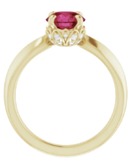 14K Yellow / white Lab-Grown Ruby & 1/10 CTW Natural Diamond Ring - Image 2