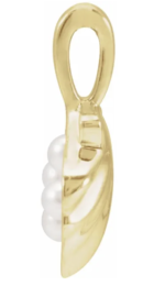 14K Yellow Cultured White Seed Pearl Family Shell Pendant - Image 6