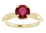 14K Yellow / white Lab-Grown Ruby & 1/10 CTW Natural Diamond Ring - Image 4