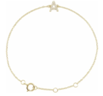 14K White 1/10 CTW Natural Diamond Initial A-Z 6-7" Bracelet/Anklet  ( adjustable ) - Image 3