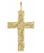 14K White/yellow  Nugget Cross Pendant - Image 2