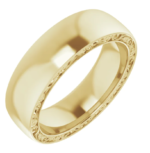 14K White / yellow Sculptural Inlay 6 mm Half Round Band - Image 4