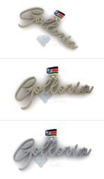 10k gold custom diamond name pendant W/ Any flag + Any color