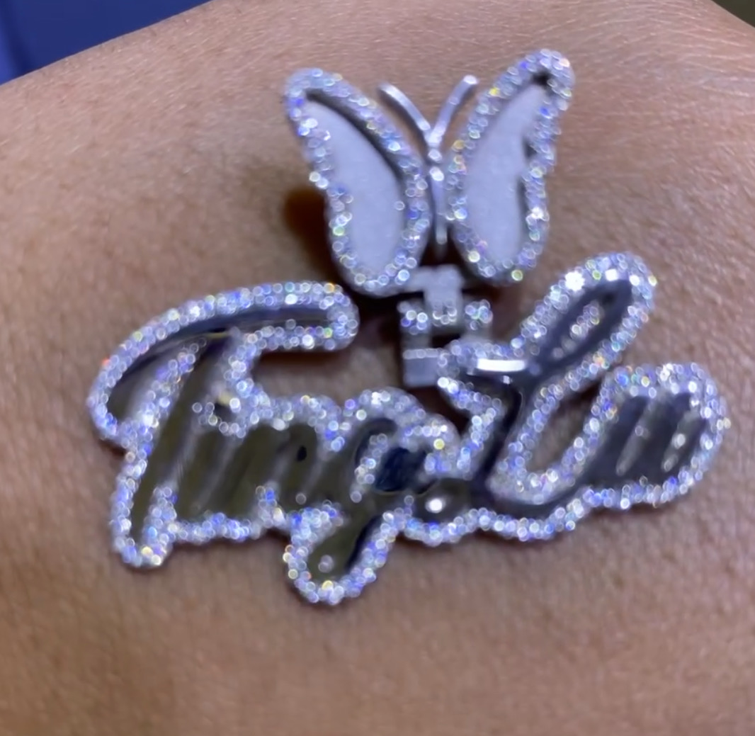 10k Custom diamond trimmed name pendant | Any bail | multiple fonts - Image 9