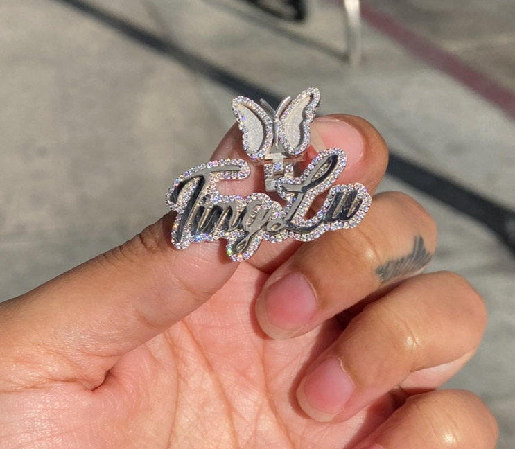 10k Custom diamond trimmed name pendant | Any bail | multiple fonts - Image 6