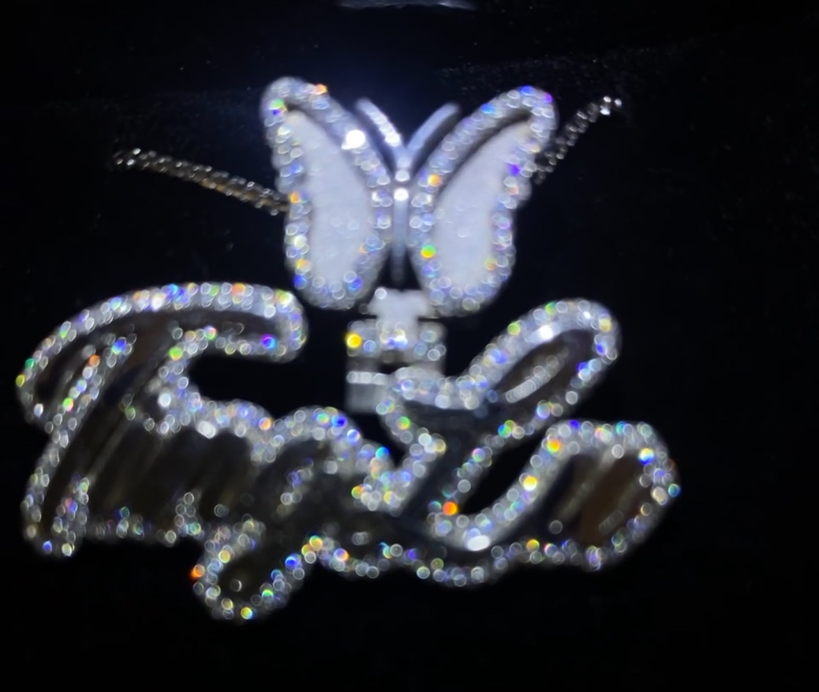 10k Custom diamond trimmed name pendant | chain included |Any bail | multiple fonts - Image 7