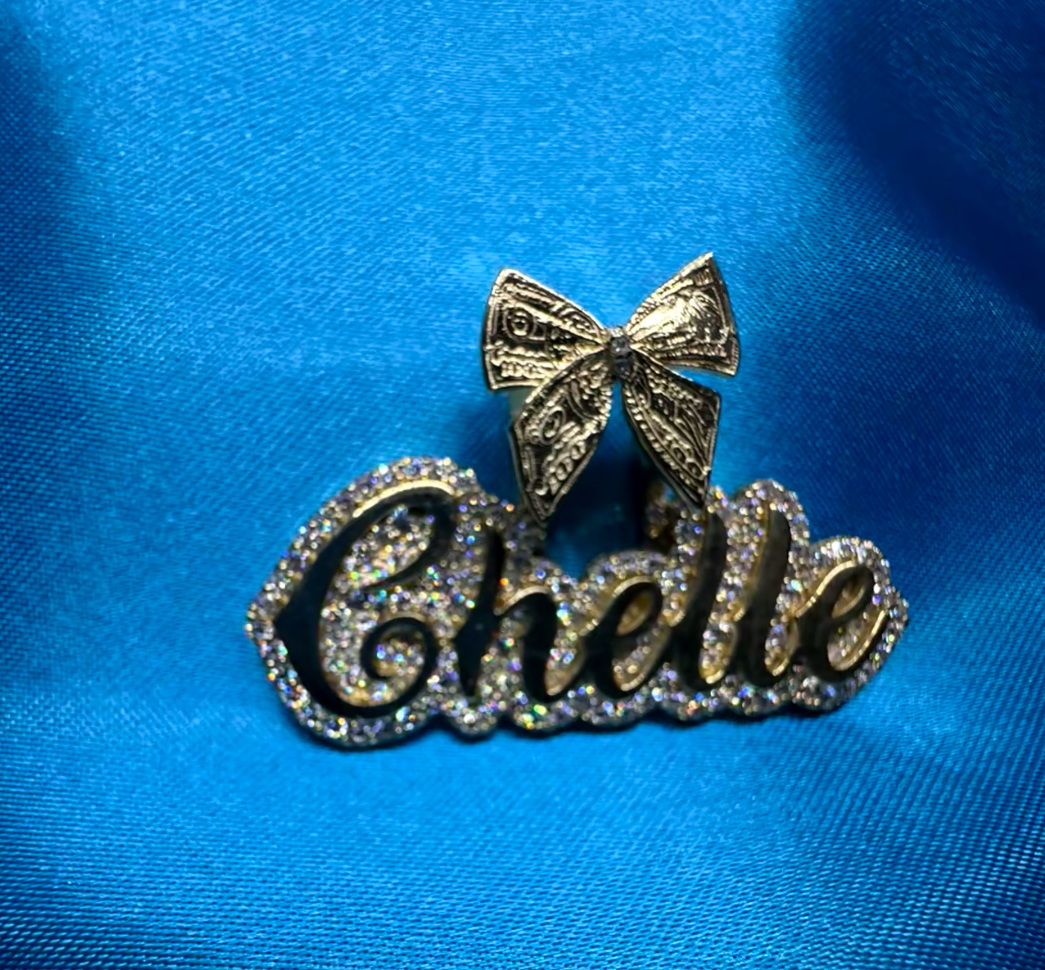 10k Custom diamond trimmed name pendant | chain included |Any bail | multiple fonts - Image 4