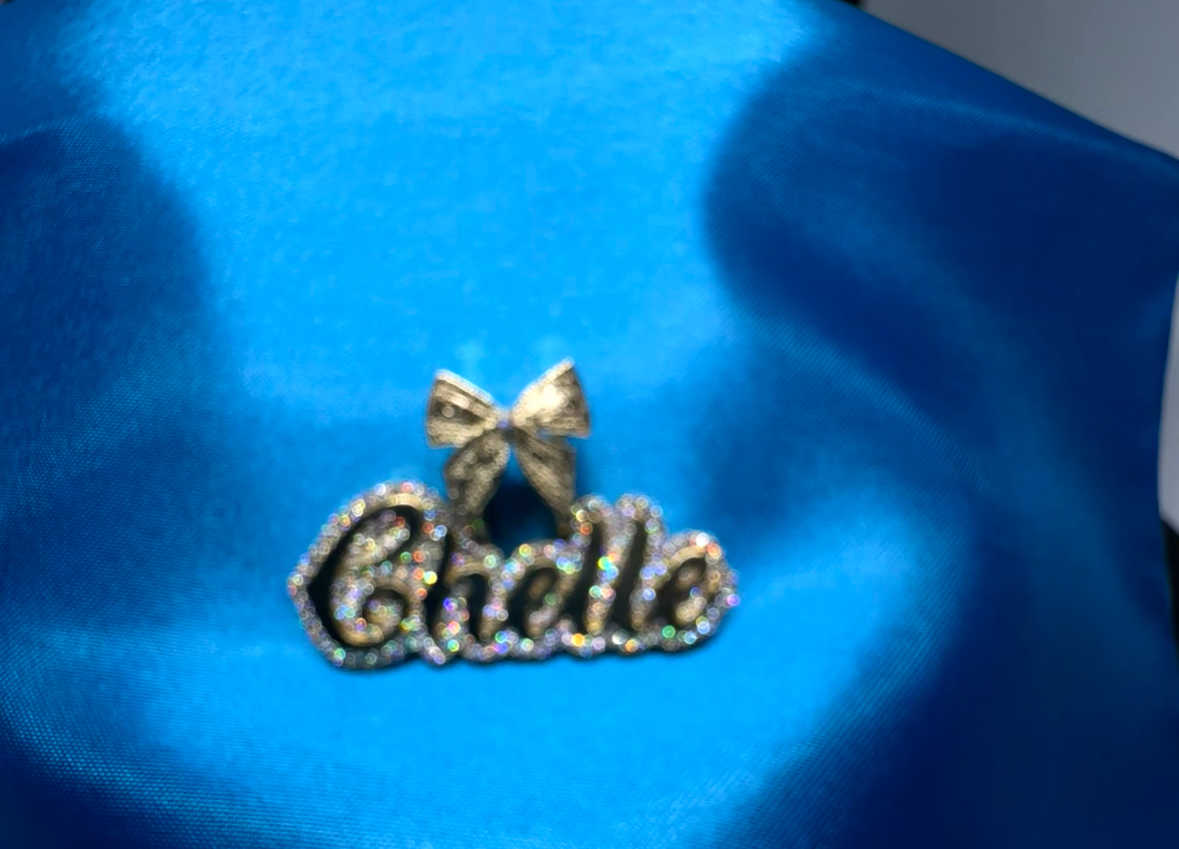 10k Custom diamond trimmed name pendant | chain included |Any bail | multiple fonts - Image 11