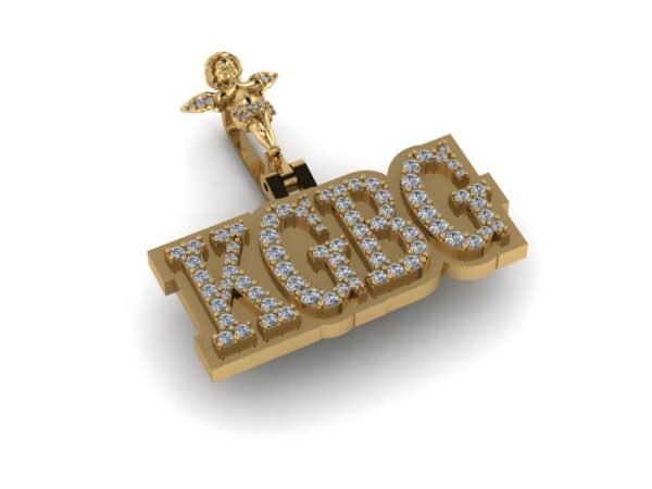 10k Gold trimmed custom diamond pendant W/ custom bail