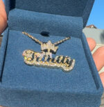 10k Custom diamond trimmed name pendant | Any bail | multiple fonts - Image 10