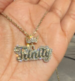 10k Custom diamond trimmed name pendant | Any bail | multiple fonts - Image 2