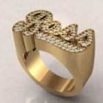 10k gold custom name ring W/ diamonds