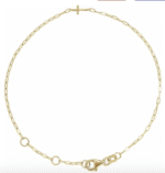 14k Gold or Sterling Silver Sideways Cross Paperclip-Style Chain 6 1/2-7 1/2" Bracelet | adjustable