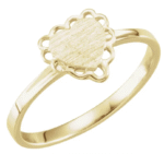 10k or 14k gold White 7x6 mm Heart Signet Ring | Engrave