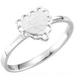 10k or 14k gold White 7x6 mm Heart Signet Ring | Engrave - Image 2