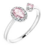 14K White / yellow or rose gold | Natural Pink Morganite & 1/6 CTW Natural Diamond Halo-Style Ring
