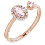 14K White / yellow or rose gold | Natural Pink Morganite & 1/6 CTW Natural Diamond Halo-Style Ring - Image 2