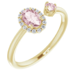 14K White / yellow or rose gold | Natural Pink Morganite & 1/6 CTW Natural Diamond Halo-Style Ring - Image 3