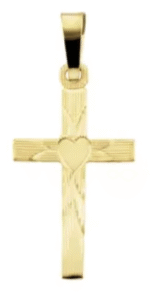 14K Yellow 19x11 mm Cross with Heart Pendant