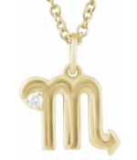 14K Yellow .015 CT Natural Diamond  Zodiac 16-18" Necklace - Image 2