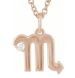 14K Yellow .015 CT Natural Diamond  Zodiac 16-18" Necklace - Image 3