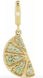 14K Yellow Natural Peridot Lime Wedge Charm/Pendant
